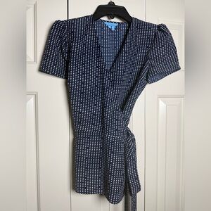 Draper James Nassau Navy Heart Dots Wrap Top